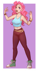 Size: 1483x2683 | Tagged: safe, artist:monnian, pinkie pie, human, g4, bracelet, clothes, converse, female, human female, humanized, jewelry, midriff, shoes, sneakers, solo