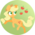 Size: 4000x4000 | Tagged: safe, artist:belka-sempai, applejack, earth pony, pony, g4, absurd resolution, apple, cowboy hat, cutie mark, cutie mark background, female, food, gradient background, hat, hooves, lineless, mare, smiling, solo