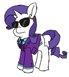Size: 1000x1100 | Tagged: safe, artist:threetwotwo32232, rarity, pony, unicorn, g4, 30 minute art challenge, clothes, female, mare, simple background, solo, suit, sunglasses, transparent background
