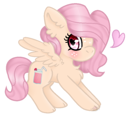 Size: 636x588 | Tagged: safe, artist:thatonefluffs, oc, oc only, oc:strawberry fluff, pegasus, pony, chibi, female, mare, simple background, solo, transparent background