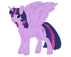 Size: 4000x3200 | Tagged: safe, artist:honiibree, twilight sparkle, alicorn, pony, g4, female, looking at you, mare, simple background, smiling, solo, spread wings, transparent background, twilight sparkle (alicorn), wings