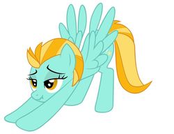 Size: 736x565 | Tagged: safe, lightning dust, pegasus, pony, g4, iwtcird, meme, solo, stretching, wings