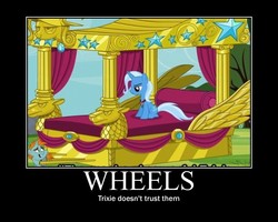 Size: 750x600 | Tagged: safe, artist:scarecrow113, snips, trixie, g4, magic duel, alicorn amulet, gold, litter, motivational poster, slowpoke, that pony sure does hate wheels