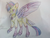 Size: 640x480 | Tagged: safe, artist:shitstorm maker, derpibooru exclusive, oc, oc only, oc:viridi lux, alicorn, changedling, changeling, changepony, hybrid, pony, cloven hooves, green coat, horn, hybrid wings, insect wings, interspecies offspring, male, multiple horns, next generation, offspring, parent:thorax, parent:twilight sparkle, parents:twirax, polish, purple eyes, scar, simple background, spread wings, traditional art, white background, wings