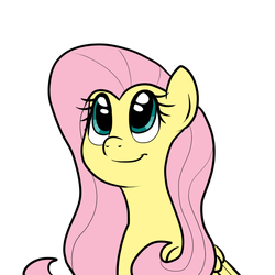 Size: 700x700 | Tagged: safe, artist:bennimarru, fluttershy, pegasus, pony, g4, bust, cute, female, flat colors, looking up, mare, portrait, shyabetes, simple background, smiling, solo, white background