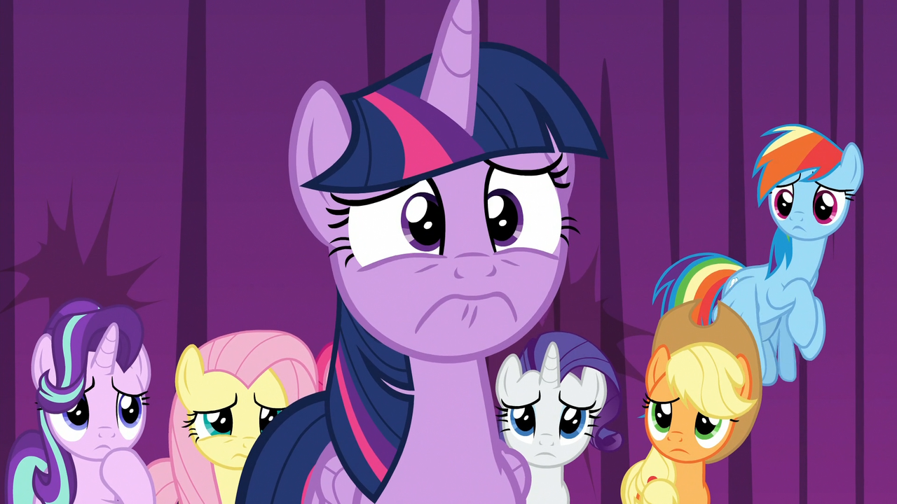 1720116 - alicorn, applejack, fluttershy, frown, horse play, mane six,  pinkie pie, pouting, rainbow dash, rarity, safe, screencap, starlight  glimmer, twilight sparkle, twilight sparkle (alicorn) - Derpibooru