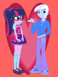 Size: 470x630 | Tagged: safe, artist:jamessentry, sci-twi, trixie, twilight sparkle, equestria girls, g4, duo, equestria guys, female, half r63 shipping, male, rule 63, ship:sci-twixie, ship:tristansparkle, ship:twixie, shipping, straight, tristan