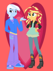 Size: 470x630 | Tagged: safe, artist:jamessentry, sunset shimmer, trixie, equestria girls, g4, duo, equestria guys, female, half r63 shipping, male, rule 63, ship:suntrix, shipping, straight, tristan