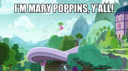 Size: 600x337 | Tagged: safe, edit, edited screencap, screencap, pinkie pie, earth pony, pony, g4, horse play, female, guardians of the galaxy vol. 2, i'm mary poppins y'all, image macro, mare, mary poppins, meme, memeful.com, pinkie being pinkie, umbrella, y'all, yondu udonta