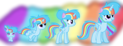 Size: 2388x896 | Tagged: dead source, safe, artist:rainbows-skies, oc, oc only, oc:colour sparkling, alicorn, pony, age progression, baby, baby pony, female, filly, magical lesbian spawn, mare, offspring, parent:rainbow dash, parent:twilight sparkle, parents:twidash, simple background, solo, teenager, transparent background