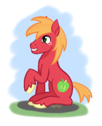 Size: 2280x2807 | Tagged: safe, artist:dyonys, big macintosh, g4, freckles, high res, simple background, sitting, smiling