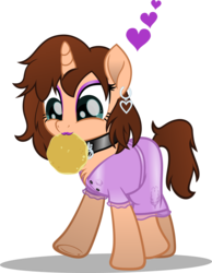 Size: 2329x3000 | Tagged: safe, artist:cyberapple456, oc, oc only, oc:chloe adore, pony, unicorn, g4, my little pony: the movie, chest fluff, choker, clothes, ear piercing, earring, eyeshadow, food, frog (hoof), heart, high res, holding, jewelry, lipstick, looking down, makeup, mouth hold, movie accurate, nightgown, pancakes, piercing, purple eyeshadow, purple lipstick, simple background, solo, transparent background, underhoof, vector, walking