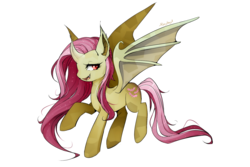 Size: 1500x1000 | Tagged: safe, artist:skyeypony, fluttershy, alicorn, bat pony, bat pony alicorn, crystal pony, pony, g4, the crystalling, crystallized, female, flutterbat, horn, race swap, simple background, solo, transparent background