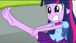 Size: 800x450 | Tagged: safe, edit, edited screencap, editor:grapefruitface, screencap, twilight sparkle, equestria girls, g4, my little pony equestria girls, barefoot, feet, female, fetish, foot fetish, foot focus, solo