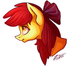 Size: 1600x1360 | Tagged: safe, artist:tu-kierownik, apple bloom, earth pony, pony, g4, bow, female, filly, hair bow, profile, simple background, solo, transparent background