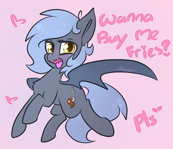 Size: 1000x858 | Tagged: safe, artist:ashee, oc, oc only, oc:panne, bat pony, pony, bat pony oc, blushing, fangs, looking at you, solo, tongue out
