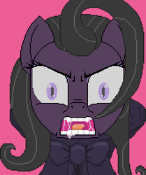 Size: 332x398 | Tagged: safe, artist:herooftime1000, oc, oc:bittersweet nocturne, pony, zombie, octavia in the underworld's cello, necromancer, pixel art, salivating, slit pupils, spit, this will not end well