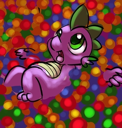 Size: 1458x1523 | Tagged: safe, artist:gsphere, spike, dragon, g4, ball pit, male, open mouth, solo