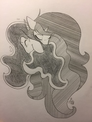 Size: 960x1280 | Tagged: safe, artist:greyscaleart, princess celestia, princess luna, alicorn, pony, g4, bust, cute, duo, eyes closed, female, grayscale, mare, monochrome, nuzzling, royal sisters, signature, sisters, traditional art