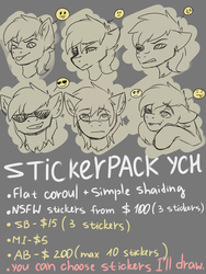 Size: 4000x5333 | Tagged: safe, artist:fkk, oc, oc only, pony, auction, emotion, sketch, solo, sticker, sticker set, ych example, your character here
