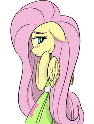 Size: 1280x1697 | Tagged: safe, artist:comet0ne, artist:katkathasahathat, fluttershy, pegasus, anthro, g4, clothes, cutie mark on clothes, digital art, dress, female, simple background, sketch, white background, wings