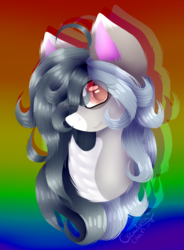 Size: 547x744 | Tagged: safe, artist:creadorachan, oc, oc only, pony, bust, female, mare, portrait, rainbow background, solo