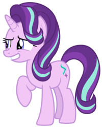 Size: 2084x2609 | Tagged: safe, artist:sketchmcreations, starlight glimmer, pony, g4, the maud couple, awkward smile, high res, raised hoof, simple background, smiling, solo, transparent background, vector