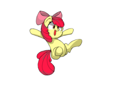 Size: 1600x1200 | Tagged: safe, artist:destroyer_aky, apple bloom, earth pony, pony, g4, adorabloom, bow, cute, female, filly, looking at you, simple background, white background