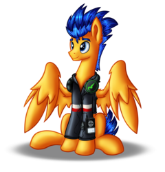 Size: 1996x2081 | Tagged: safe, artist:nightpaint12, flash sentry, pegasus, pony, g4, clothes, headphones, hoodie, male, mp3 player, simple background, sitting, smiling, solo, stallion, transparent background