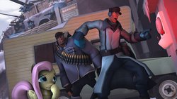 Size: 1191x670 | Tagged: safe, fluttershy, g4, 3d, heavy, medic, team fortress 2