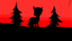 Size: 1280x720 | Tagged: safe, artist:lunfromluna, derpibooru exclusive, changeling, pony, signature, silhouette, tree