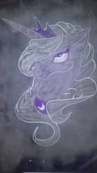 Size: 540x960 | Tagged: safe, artist:doranokae, princess luna, pony, g4, chalk, chalk drawing, female, monochrome, solo