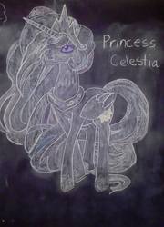 Size: 692x960 | Tagged: safe, artist:doranokae, princess celestia, pony, g4, chalk, chalk drawing, female, monochrome, solo