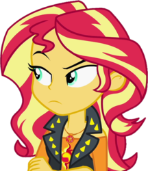 Size: 890x1032 | Tagged: safe, artist:thebarsection, derpibooru exclusive, sunset shimmer, equestria girls, equestria girls series, g4, clothes, crossed arms, female, geode of empathy, simple background, solo, transparent background, unamused