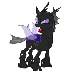 Size: 550x550 | Tagged: safe, artist:ashidaru, oc, oc only, oc:purple nurple, changeling, changelingified, fangs, purple changeling, simple background, solo, species swap, transparent background