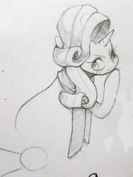 Size: 960x1280 | Tagged: safe, artist:pinkieeighttwo, rarity, pony, g4, female, monochrome, sketch, solo, traditional art