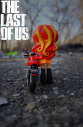 Size: 2800x4288 | Tagged: safe, artist:artofmagicpoland, sunset shimmer, equestria girls, g4, crossover, doll, equestria girls minis, female, irl, motorcycle, photo, poster, solo, the last of us, toy