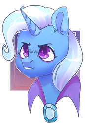 Size: 1809x2618 | Tagged: safe, artist:jeffapegas, trixie, pony, unicorn, g4, brooch, cape, clothes, female, jewelry, looking at you, mare, solo, trixie's brooch, trixie's cape
