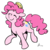 Size: 500x496 | Tagged: safe, artist:rwl, pinkie pie, earth pony, pony, g4, cute, diapinkes, donut, eyes closed, female, food, hat, mare, raised hoof, smiling, solo, walking