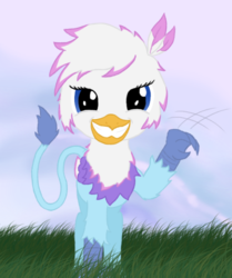 Size: 508x607 | Tagged: safe, artist:basma, oc, oc only, oc:basma, griffon, looking at you, smiling, waving