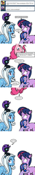 Size: 493x2409 | Tagged: safe, artist:dekomaru, pinkie pie, trixie, twilight sparkle, oc, oc:midnight, oc:nyx, alicorn, earth pony, pony, unicorn, tumblr:ask twixie, g4, ask, comic, female, lesbian, ship:twixie, shipping, spanish, translation, tumblr