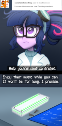 Size: 570x1150 | Tagged: dead source, safe, artist:wubcakeva, sci-twi, twilight sparkle, comic:twilight's lab, equestria girls, g4, blueprint, clothes, comic, device