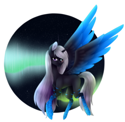 Size: 3071x2995 | Tagged: safe, artist:knaranayama, oc, oc only, alicorn, pony, alicorn oc, aurora borealis, coat markings, colored wings, colored wingtips, female, gradient wings, high res, mare, night, night sky, sky, socks (coat markings), solo, spread wings, starry night, wings