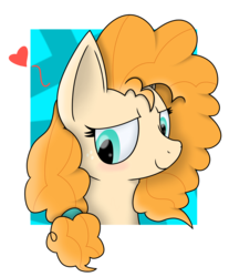 Size: 2650x3200 | Tagged: safe, artist:silver dash, pear butter, earth pony, pony, g4, blushing, bust, face, female, floating heart, heart, high res, mare, portrait, smiling, solo