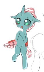Size: 732x1200 | Tagged: safe, artist:yajima, ocellus, changedling, changeling, semi-anthro, g4, arm hooves, blushing, cute, diaocelles, female, simple background, solo, standing