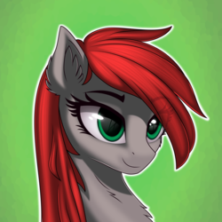 Size: 3000x3000 | Tagged: safe, artist:up1ter, oc, oc only, oc:up1ter, pony, bust, eyelashes, green eyes, high res, red hair, smiling, solo