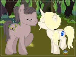 Size: 1024x765 | Tagged: safe, artist:norn-creatures, oc, oc only, earth pony, pony, unicorn, female, male, mare, nuzzling, stallion