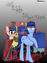 Size: 1600x2133 | Tagged: safe, artist:joiseya, oc, oc:lilly bell, oc:phaus, object pony, original species, train pony, cut, locomotive, shipping, train