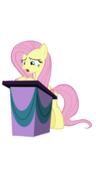 Size: 540x960 | Tagged: safe, edit, edited screencap, screencap, fluttershy, pegasus, pony, g4, horse play, background removed, bipedal, female, not a vector, open mouth, podium, simple background, solo, transparent background