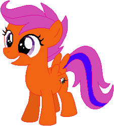 Size: 251x278 | Tagged: safe, artist:selenaede, artist:user15432, scootaloo, pegasus, pony, elements of insanity, g4, alternate cutie mark, alternate universe, base used, cutie mark creeps, cutie mark monsters, karateloo, pony monster, recolor, solo